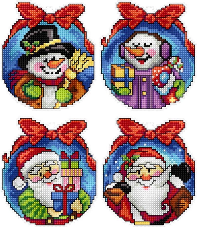 Crafting Spark Counted Cross-Stitch Kit on Plastic Canvas with Christmas Toys. 4 Winter Ornaments 3.54x4.13 inches Each 109CS. Superb for Art & Craft Amateurs - Image 1
